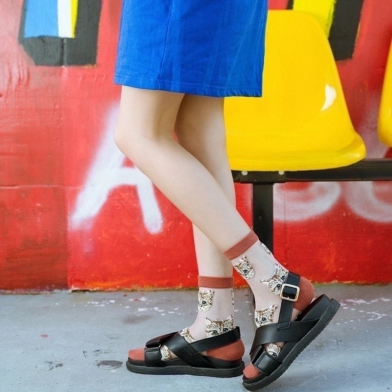 Women’s Fashion Cat Cotton Crew Socks