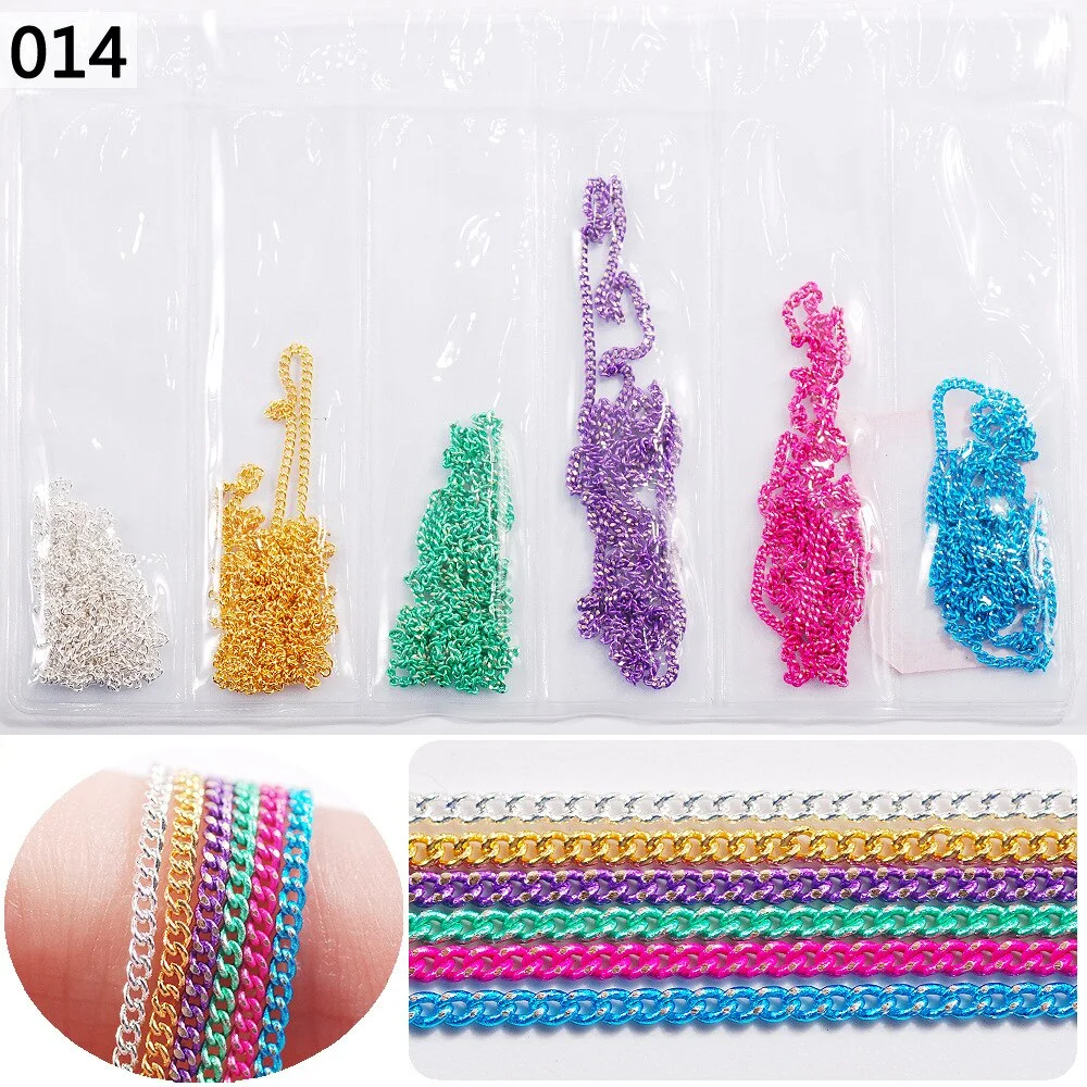 50cm / Six / Bag New Color Mixed Fashion Nail Art Creative Decoration Chain DIY Nail Art Creation Accessories 3d Charms