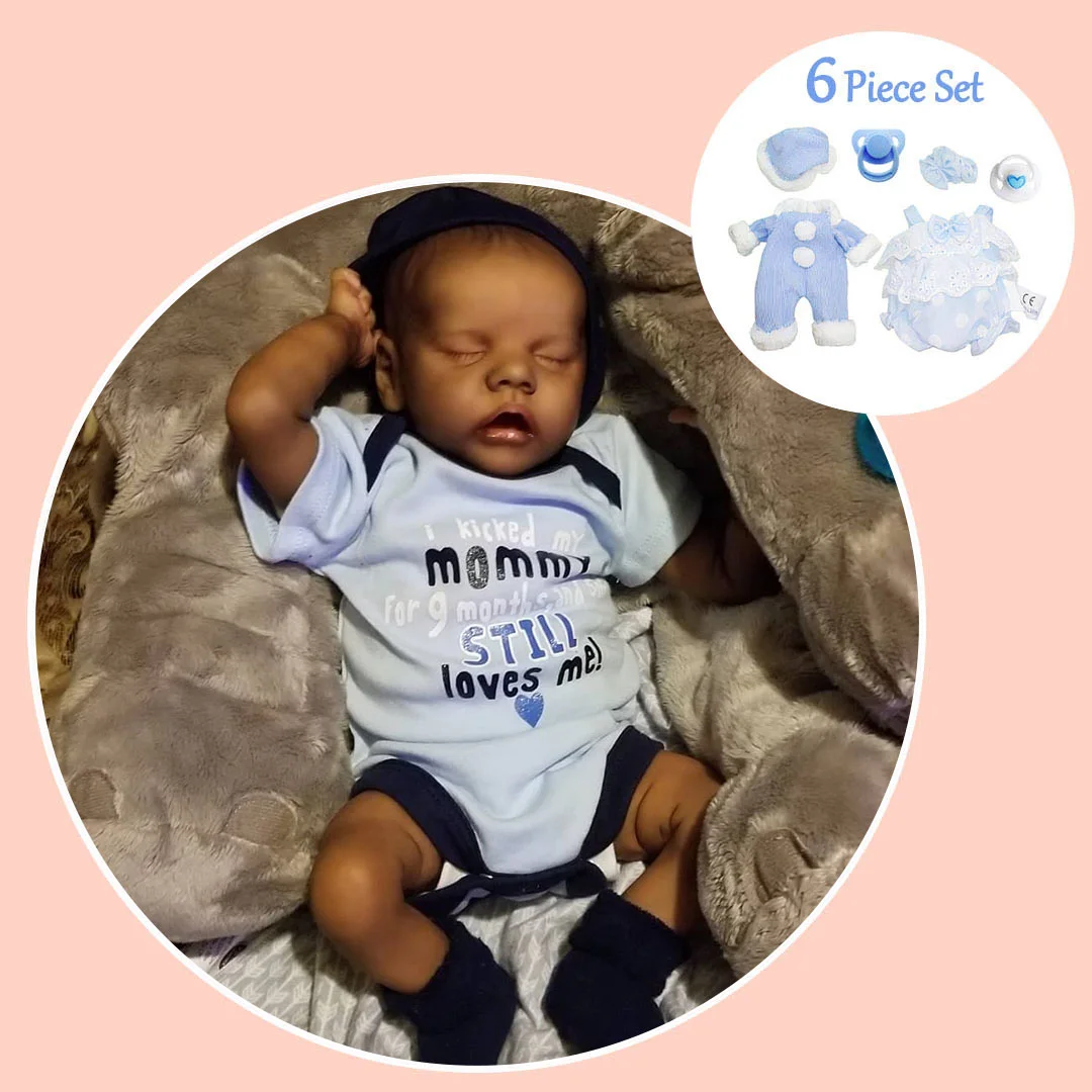 12" Mini African American Real Lifelike Soft Weighted Body Silicone Reborn Sleeping Baby Boy Doll Named Allen -Creativegiftss® - [product_tag] RSAJ-Creativegiftss®