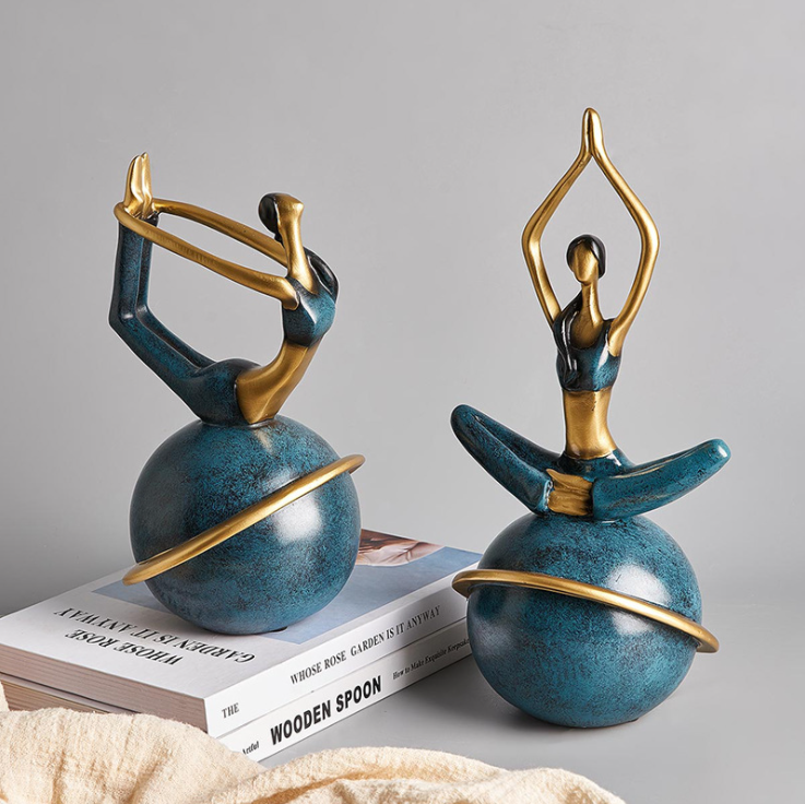 Yoga Action Resin Girl Ornaments Sets of 2
