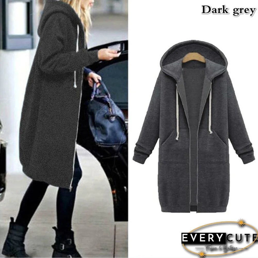 12 Colors Autumn Winter Women Coats Sweatshirts Outerwear Long Hooded Hoodies Jacket Plus Size S-5XL