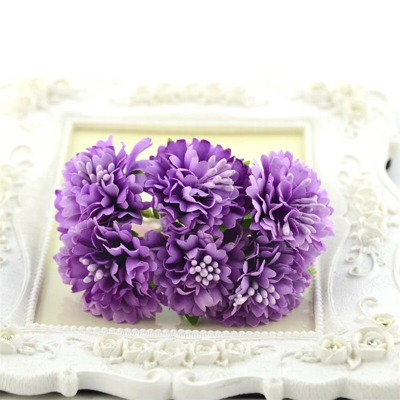 6pcs/lot Mini Artificial Silk Rose Flower Bouquet For Wedding Home Decoration DIY Handmade Crafts Accessories Fake Flowers