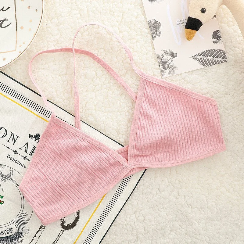 Comfortable sexy female bra thin cotton French sexy bra deep V wireless push chest bra without steel ring seamless bra
