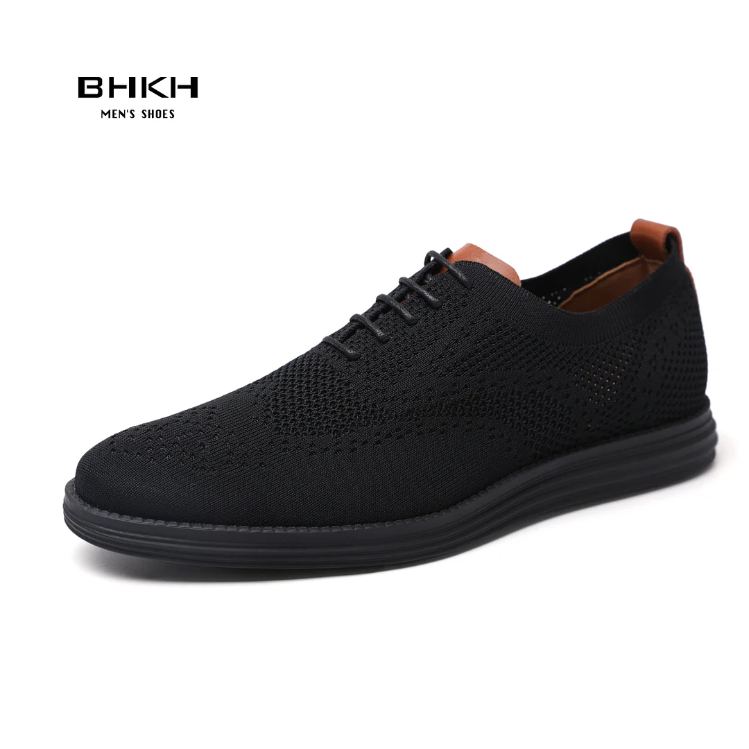 BHKH 2022 Breathable Knitted Mesh Casual Shoes Lightweight Smart Casual Shoes Office Work Footwear Men Shoes