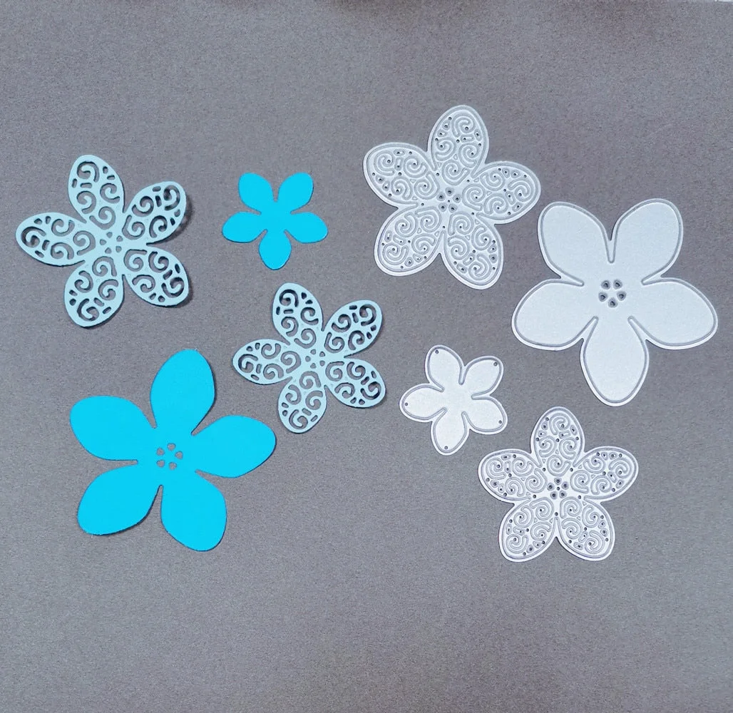 4Pcs/Lot Flowers Set Metal Cutting Die Stencil Template for DIY Embossing Scrapbooking Paper Album Gift Cards Making Die Cuts