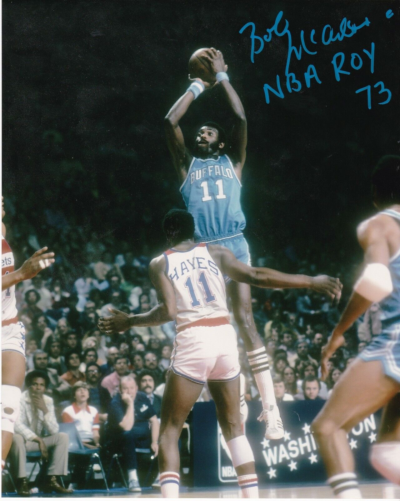 BOB MCADOO BUFFALO BRAVES NBA ROY 73 ACTION SIGNED 8x10