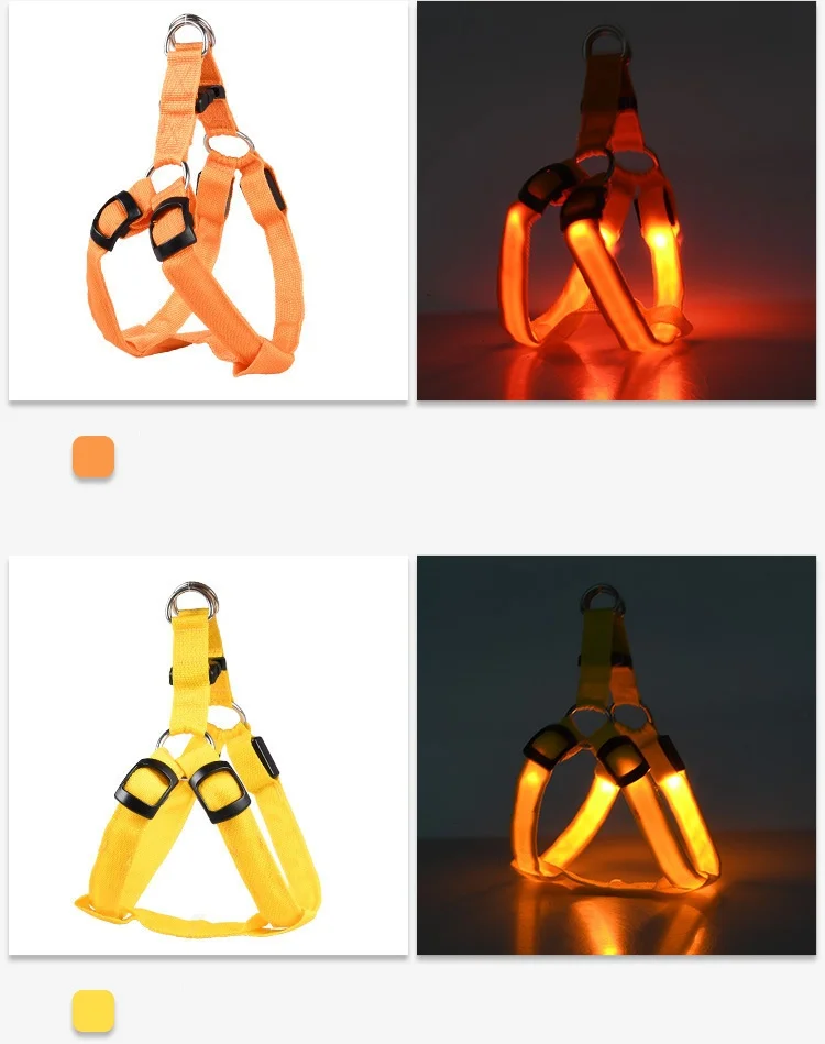 2025 Hot Selling LED Flaring Pet Vest Harness PP Material for Dogs and Cats with Leash Used for Walking the Dog at Night