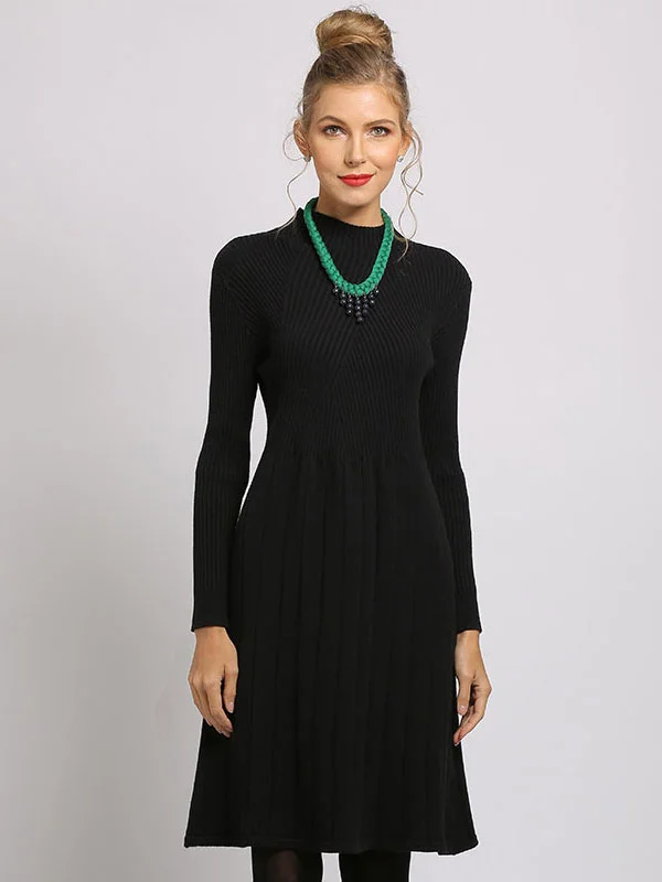 Urban Solid Color Slim Knitted Midi Dress - yankia