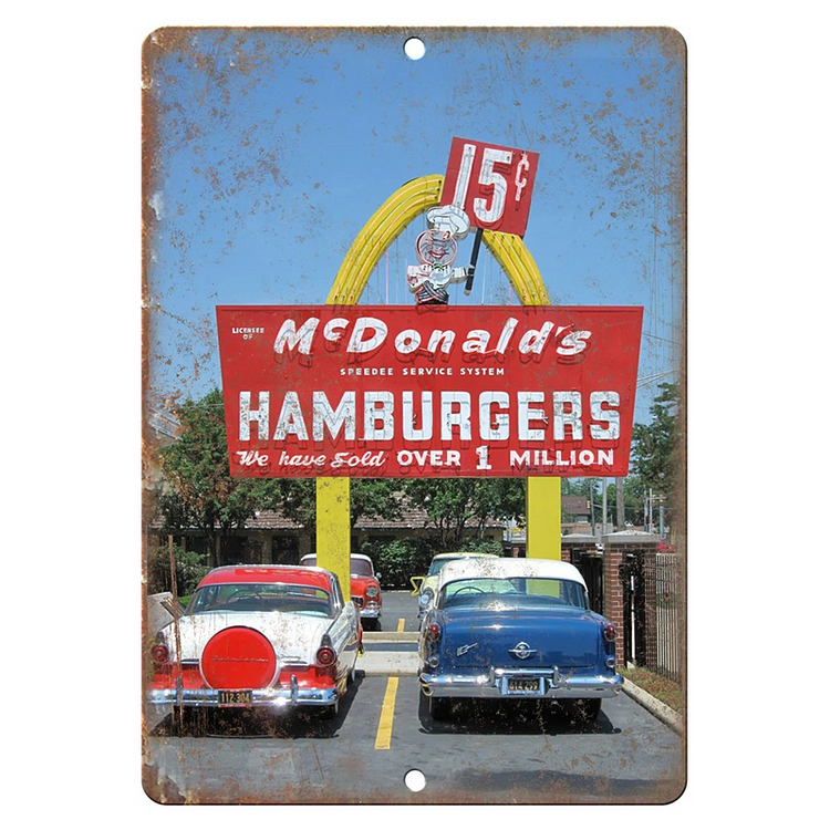 Enseigne au néon hamburger McDonald’s - Enseigne Vintage Métallique/enseignes en bois - 20*30cm/30*40cm