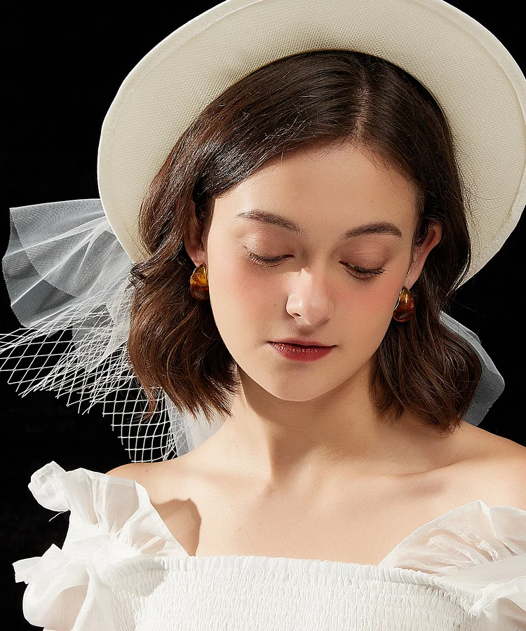 Chic Yellow Stainless Steel Resin Hoop Earrings