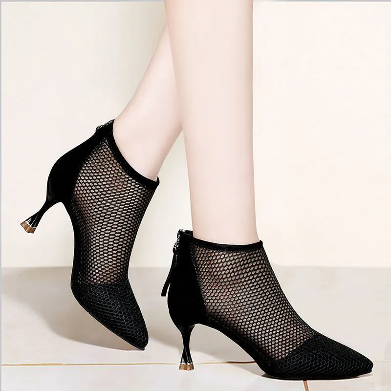 Breakj Breakj Hollow Cool Boots 2023 Spring And Summer New Mesh And Short Boots Tips High Help Zipper