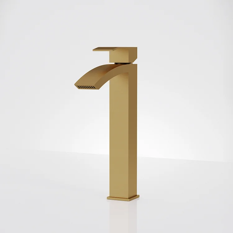 EVERSTEIN Modern Single Handle Tall Vessel Sink Faucet in Brushed Gold SFS-1183-GD