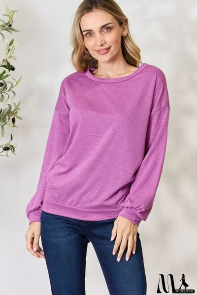 MidiSono - BiBi Tie Back Drop Shoulder Long Sleeve Top