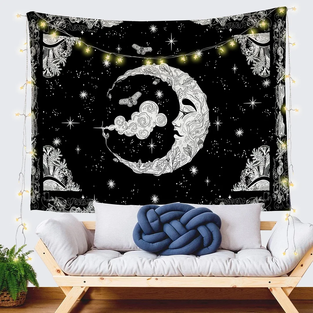 Dropshipping Tarot White Black Sun And Moon Wall Hanging Tapestry Gossip Hippie Rugs Dorm Decor Mandala Bedspread Bedroom Decor