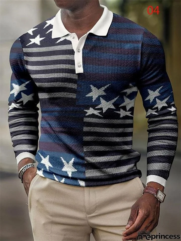 Vintage Fashion Men's Long Sleeve Polo Shirts
