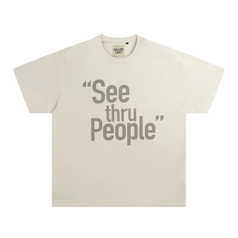 GALLERY DEPT Letter Slogan Palm Gilding Eyes Light Print Vintage Destroyed Short-sleeved T-shirt