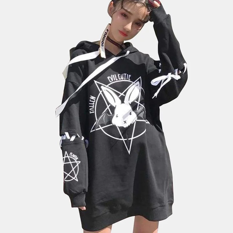 Kawaii Rabbit Lace Up Hoodie