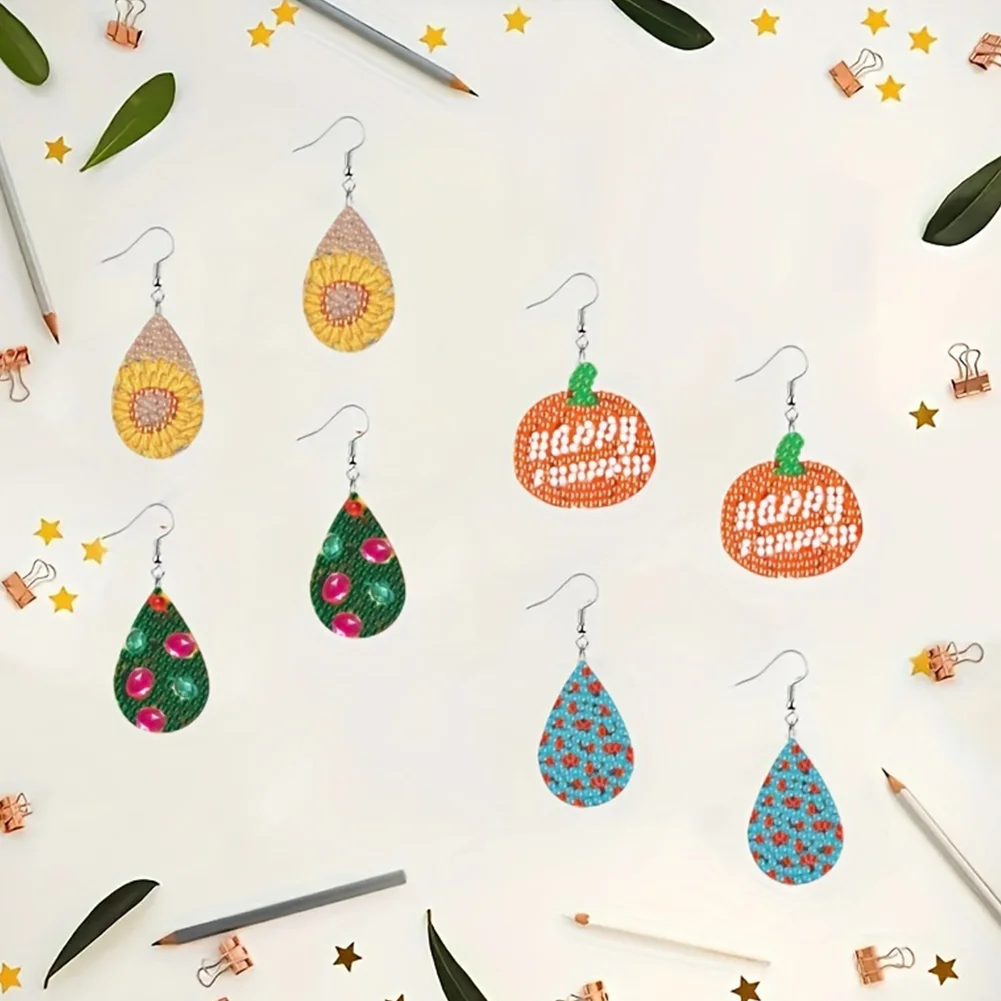 DIY 12 Pairs Double Sided 5D DIY Earring Making Kit Drop Earrings Jewelry Pendant