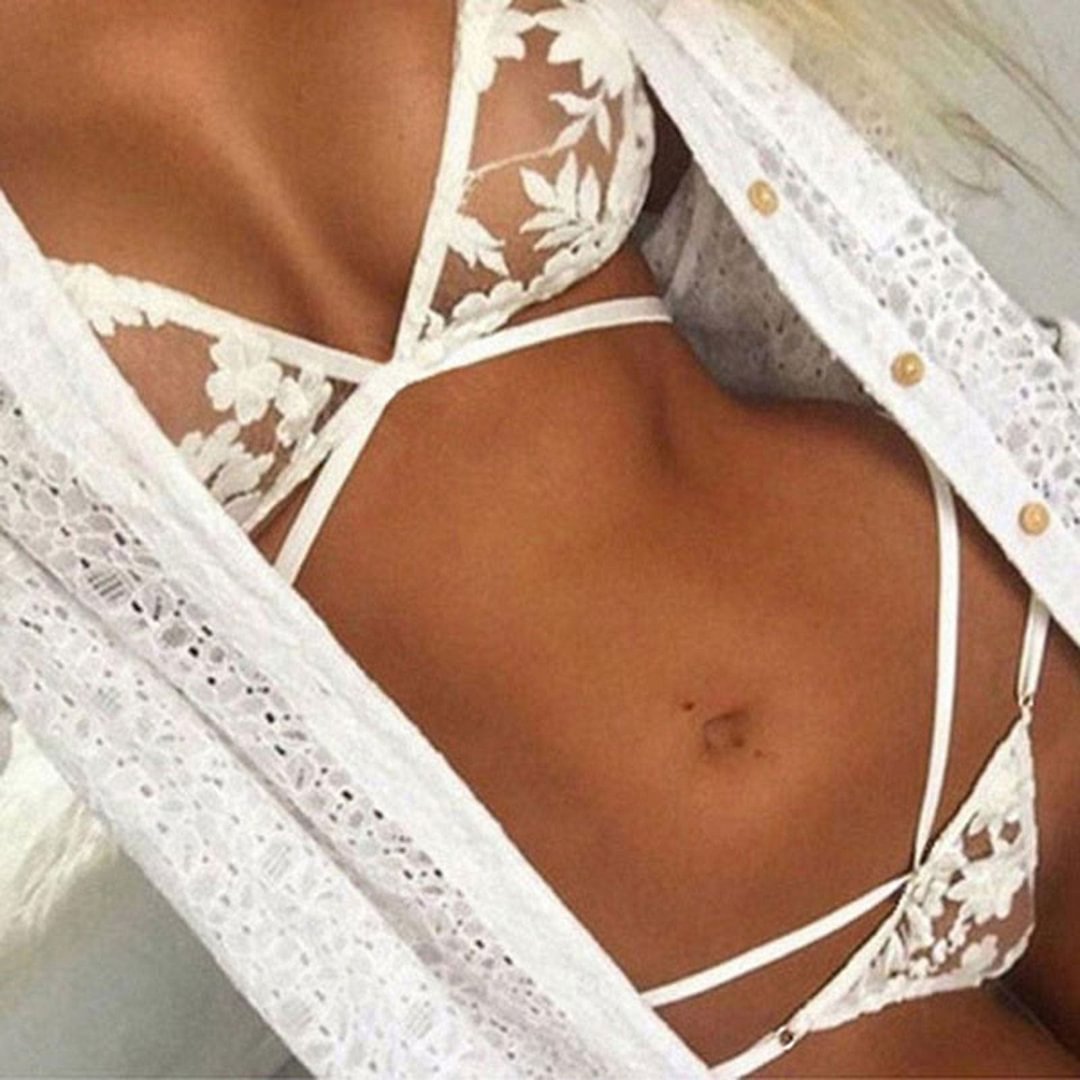 Women Sexy Underwear Lace up Low Waist Hollow Out Lingerie Set Sexy Floral Lace Push Up Bra Panty Underwear Set Female Intimates