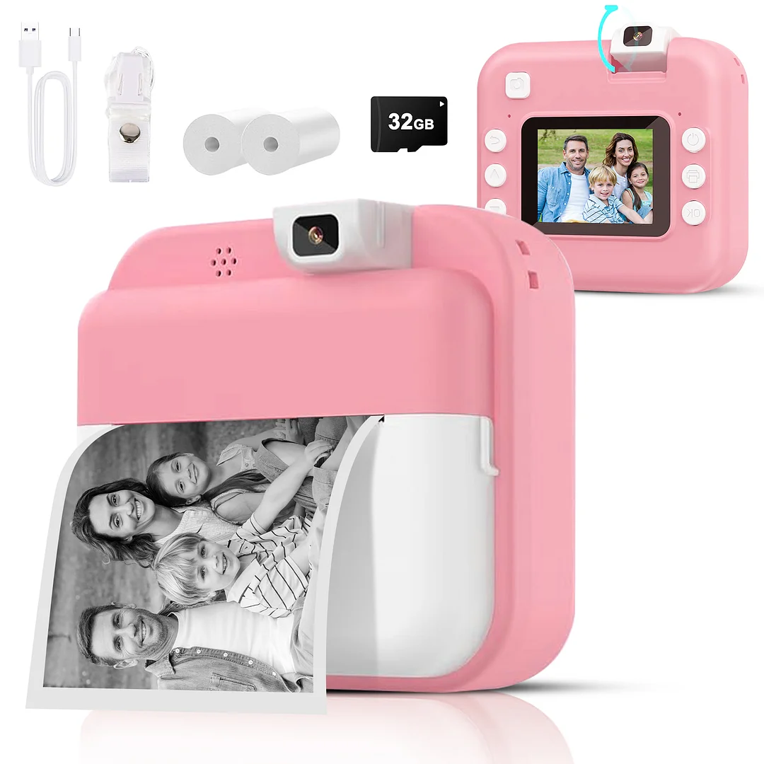 BEBANG Kids Camera Instant, Front Rear Dual Selfie Kids Digital Camera with 1080P Videos, Holiday Birthday Gifts for Kids