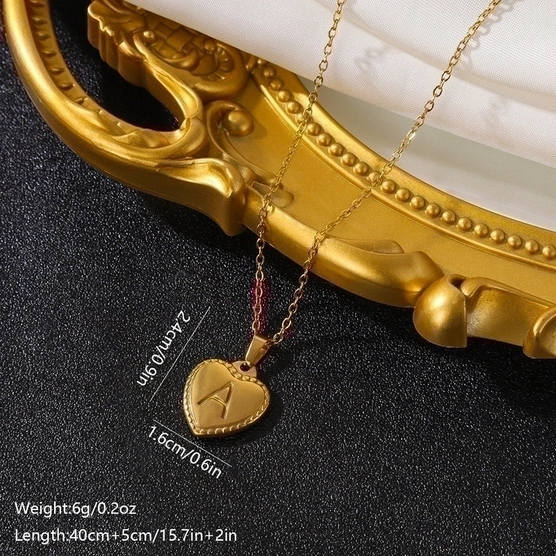 Vintage Style Minimalist Heart Shape Stainless Steel 18K Gold Plated Pendant Necklace