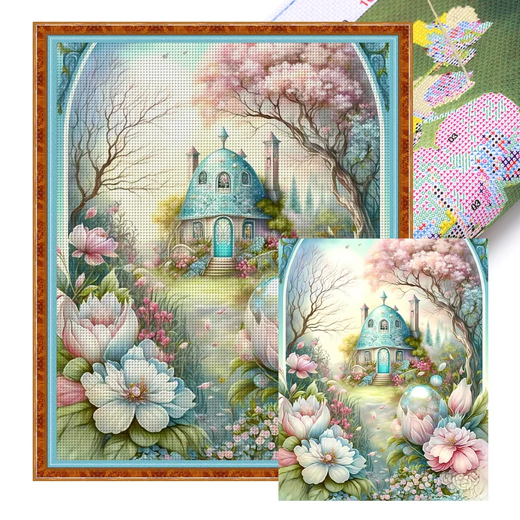 Flower Castle - Printed Cross Stitch 16CT 50*60CM