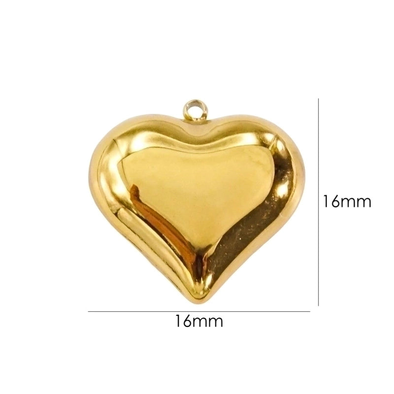 10 Pcs/Package 304 Stainless Steel 14K Gold Plated Heart Shape Pendant