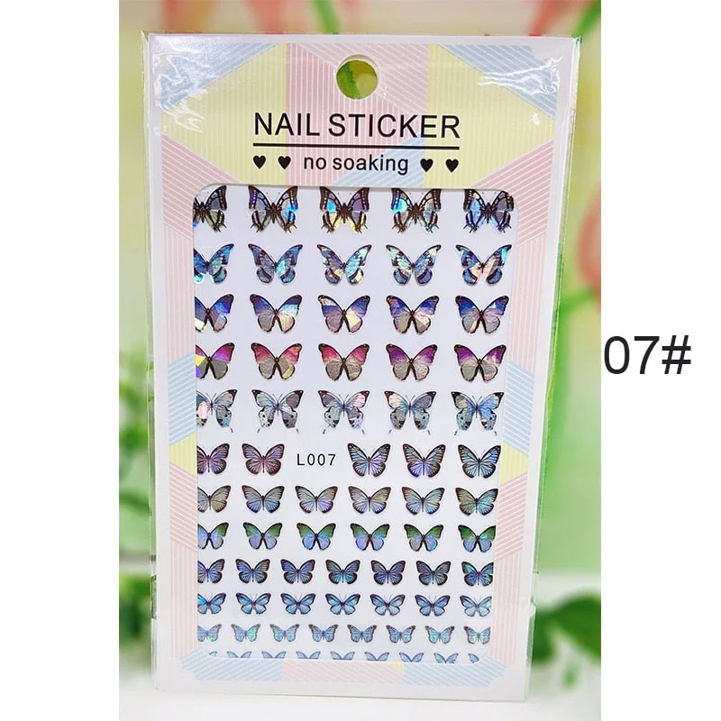 1PC 3D Nail Stickers Spring Flowers Leaves Self-Adhesive Slider Nail Art Decorations Leaf Love Heart Decals Manicure Accessories-Nail Inspo