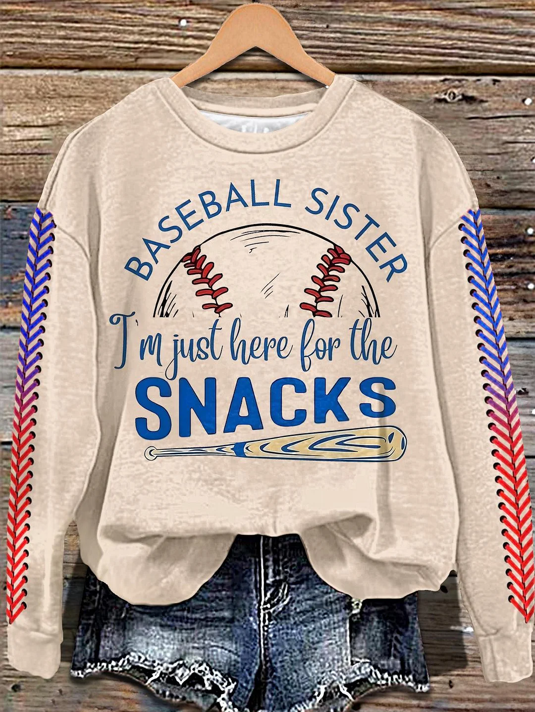 Baseball Sisters Printed Long Sleeve Casual Top