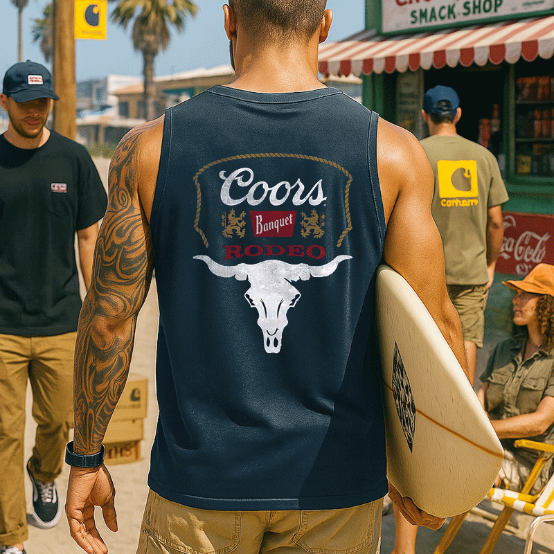 Rodeo-Inspired Graphic Tank Top For Men / TECHWEAR CLUB / Techwear