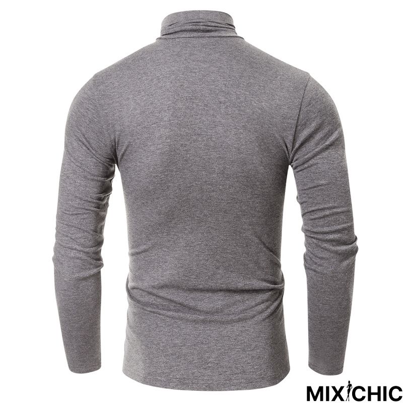 High Collar Bottom Shirt Long Sleeve T-Shirt Slim Man