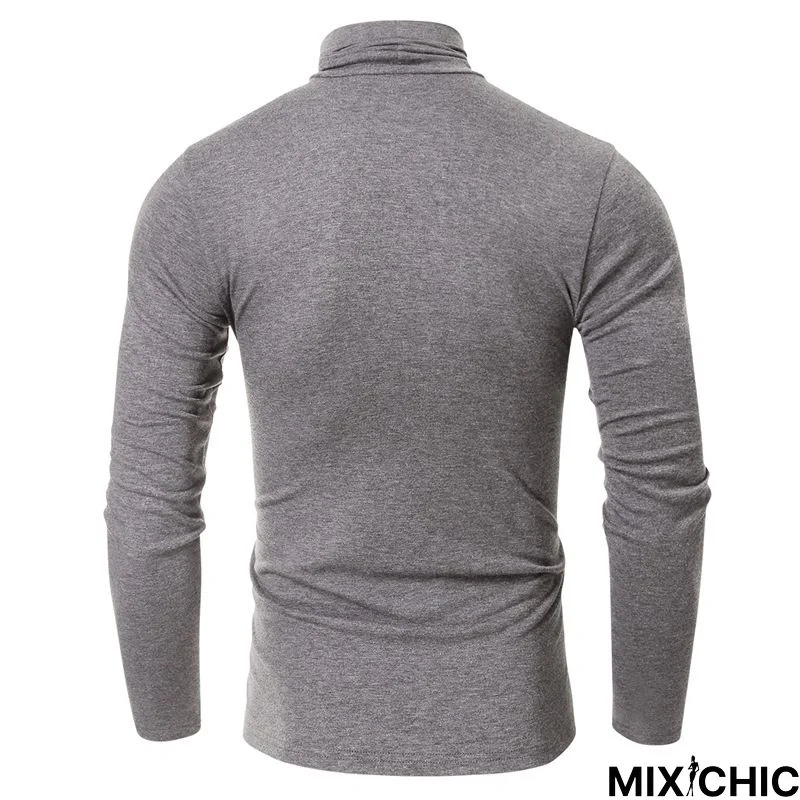High Collar Bottom Shirt Long Sleeve T-Shirt Slim Man