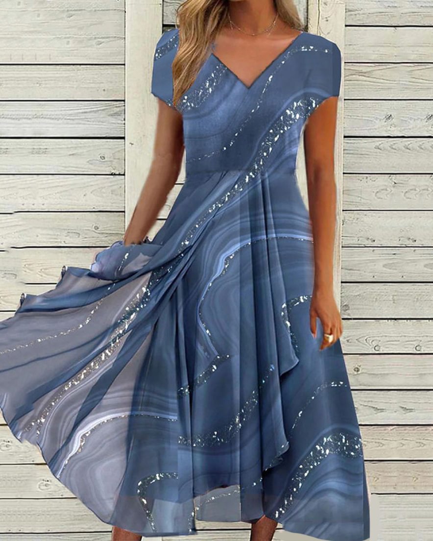 Elegant Chiffon Print Dress