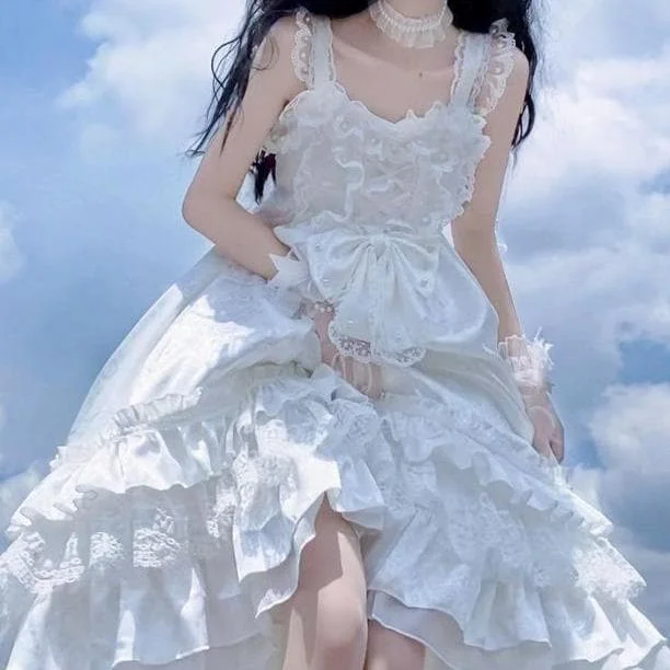 [Reservation] Cute White Bowknot Lolita Jsk Slip Dress SP16252