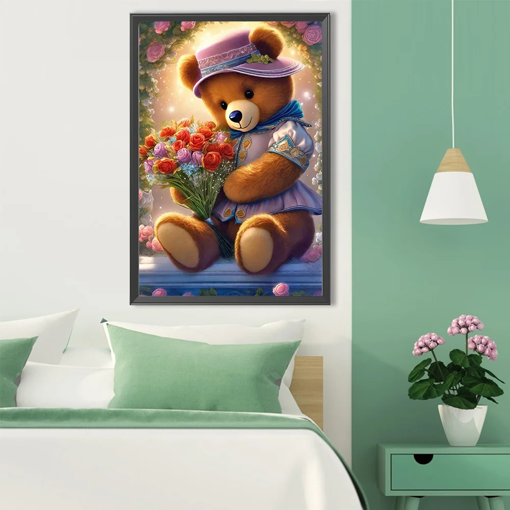 Diamond Painting - Full Round Drill - Flower Bear(Canvas|40*60cm)