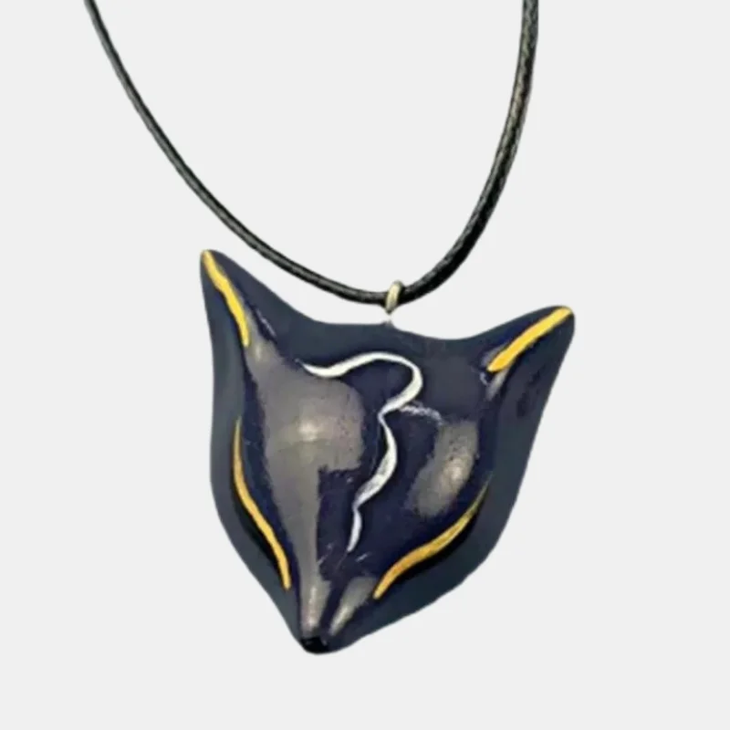 Nine Tailed Fox Pendant Cool Gift Necklace Ceramic Handmade Personalized Jewelry