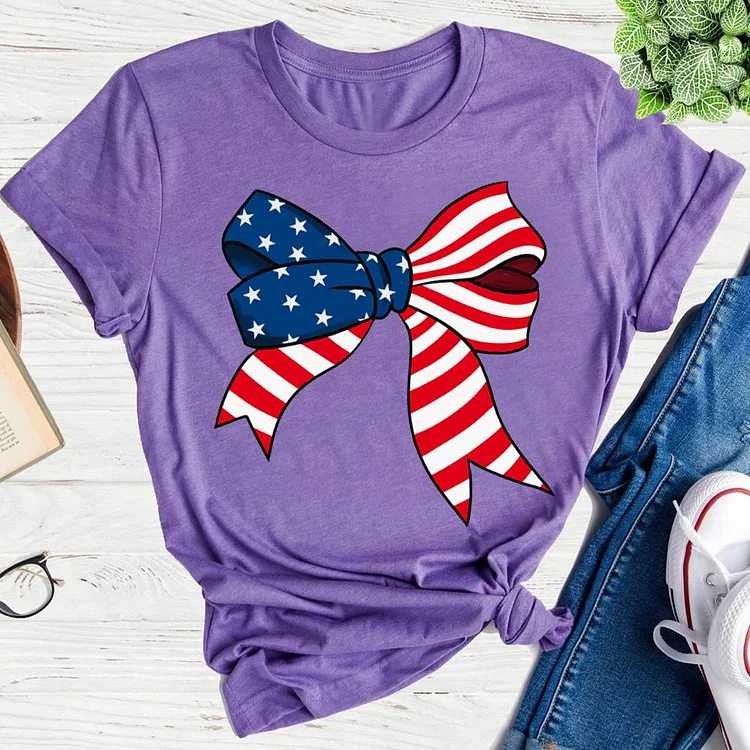 American flag bow independence Day  T-shirt Tee - 02092