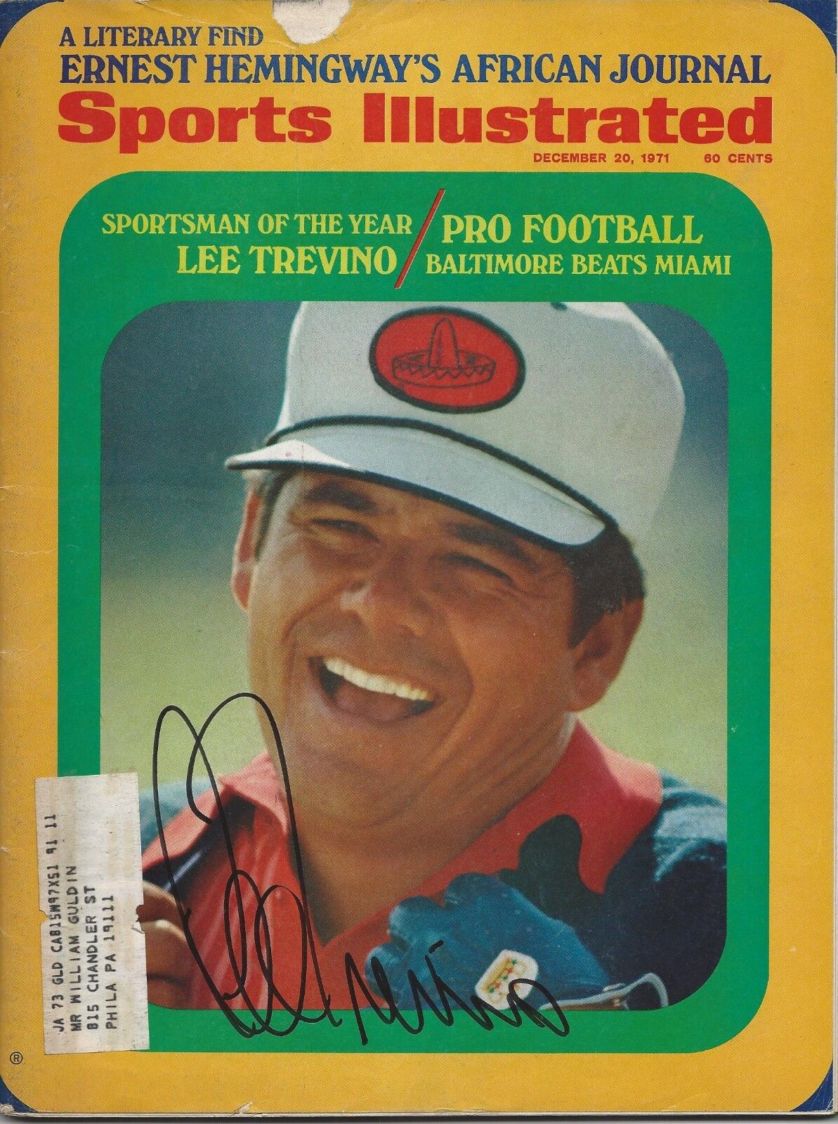 **GFA Sports Illustrated * LEE TREVINO* Signed SI Magazine AD4 COA**