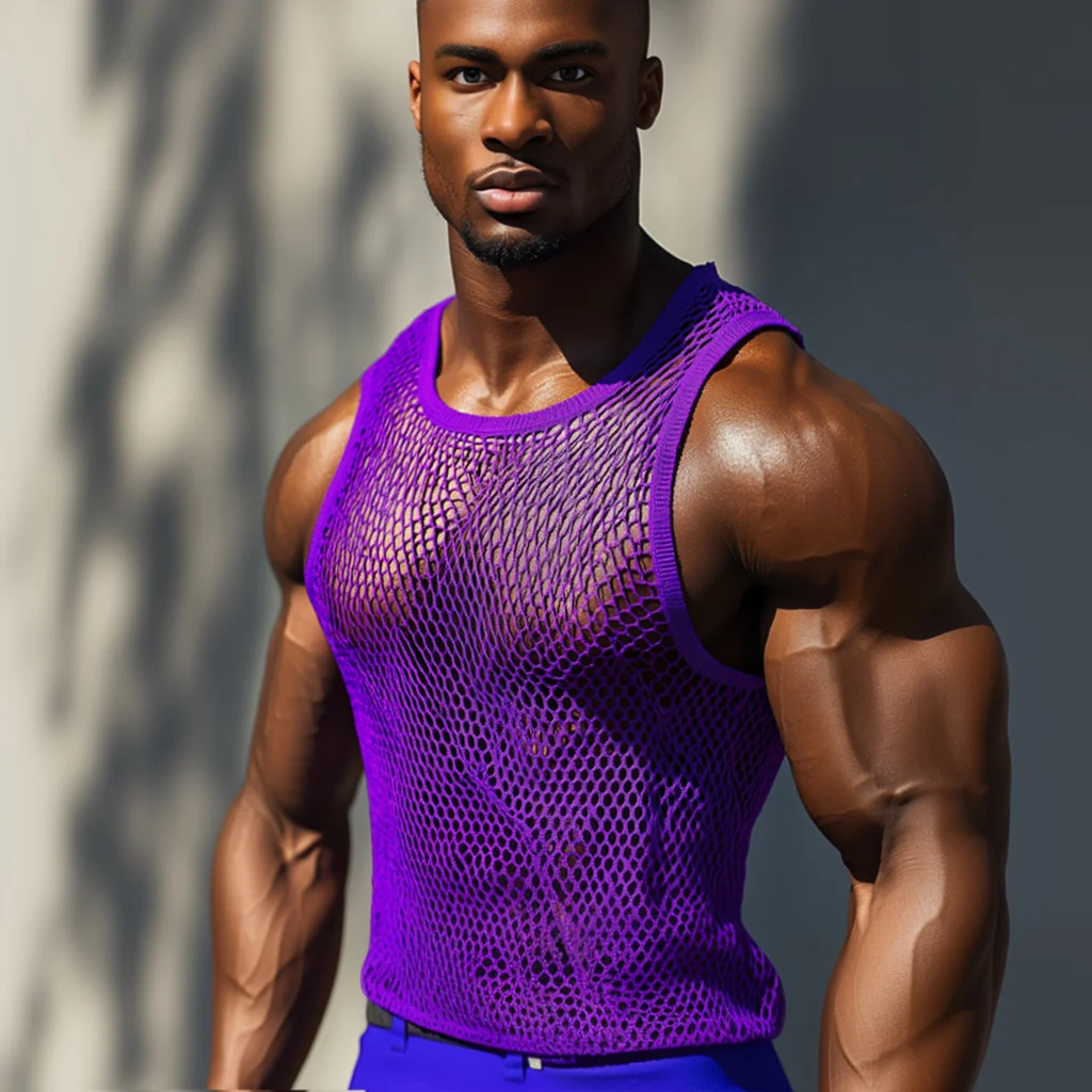  Stylish Purple Mesh Tank Top for Men - Perfect for Summer Fitness and Casual Wear-inspireuse