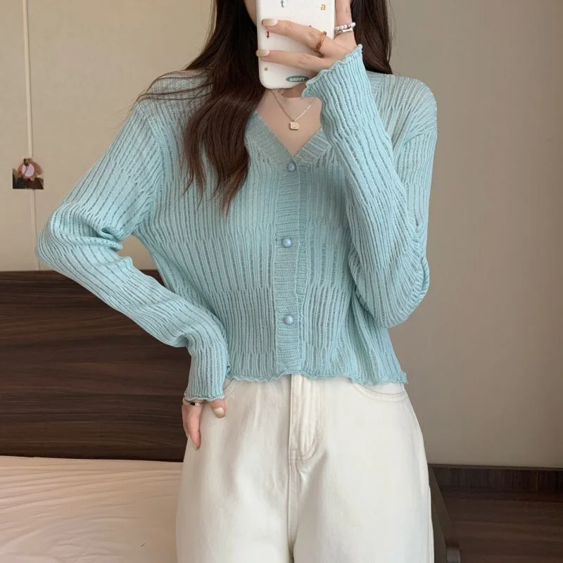 Uveng Uveng Ice Silk Cardigan Women's Summer Thin Short Shawl Shawl Shawl Coat Sunscreen Jacket Shoulderless Sleeveless Top