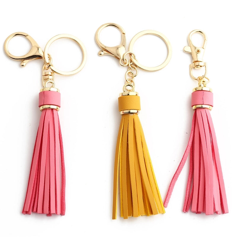 Minimalist Classic Style Solid Color Pu Leather Plating Bag Pendant Keychain