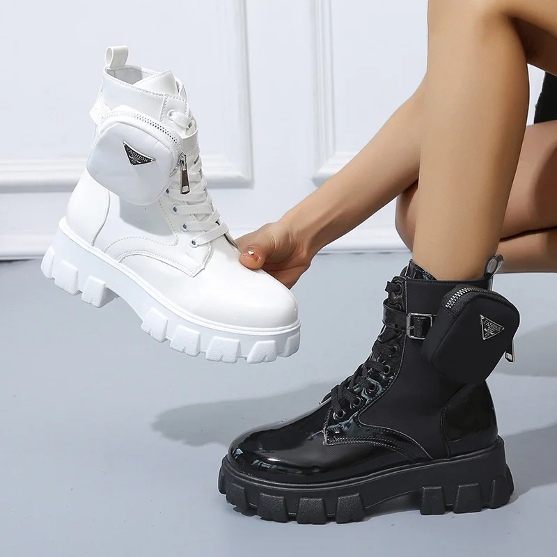 Breakj Breakj 2025 New With Round Head Thick-Bottomed Short-Sleesize Female English Style Martin Boots