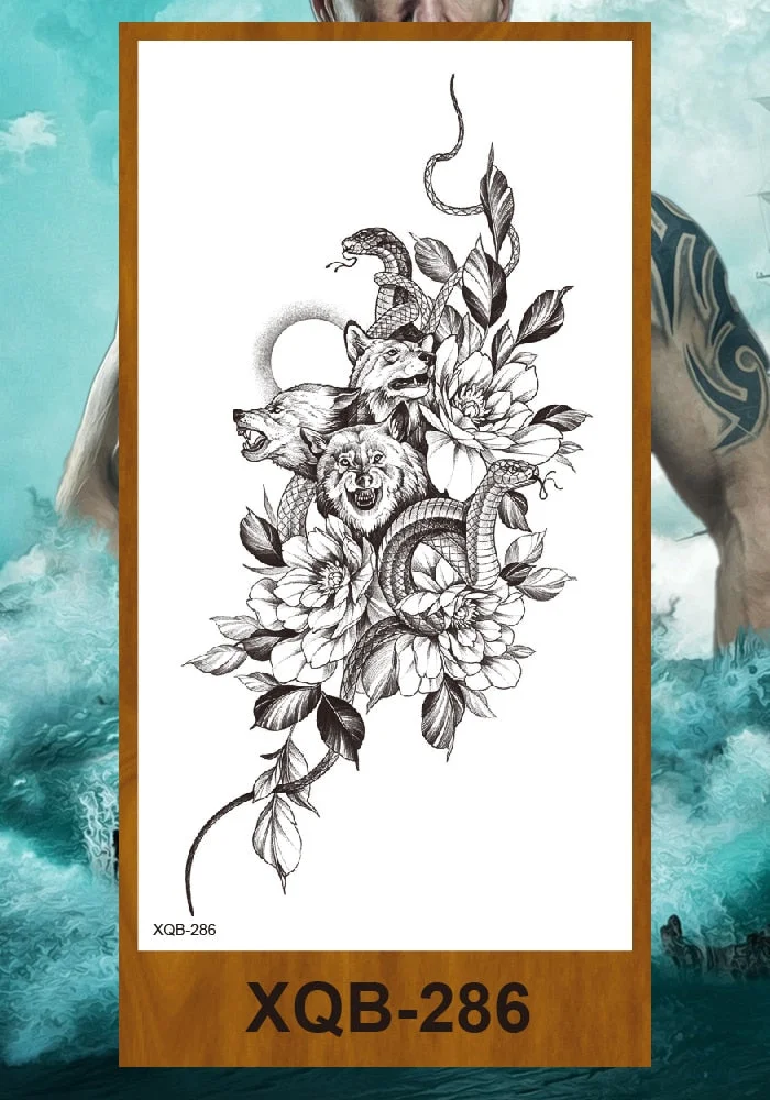 Waterproof Temporary Tattoo Sticker Hipster Tattoo Man Woman Tattoo Body Tattoo Art Tatuajes Big Tiger Lion Wolf Rose Arm Tatto