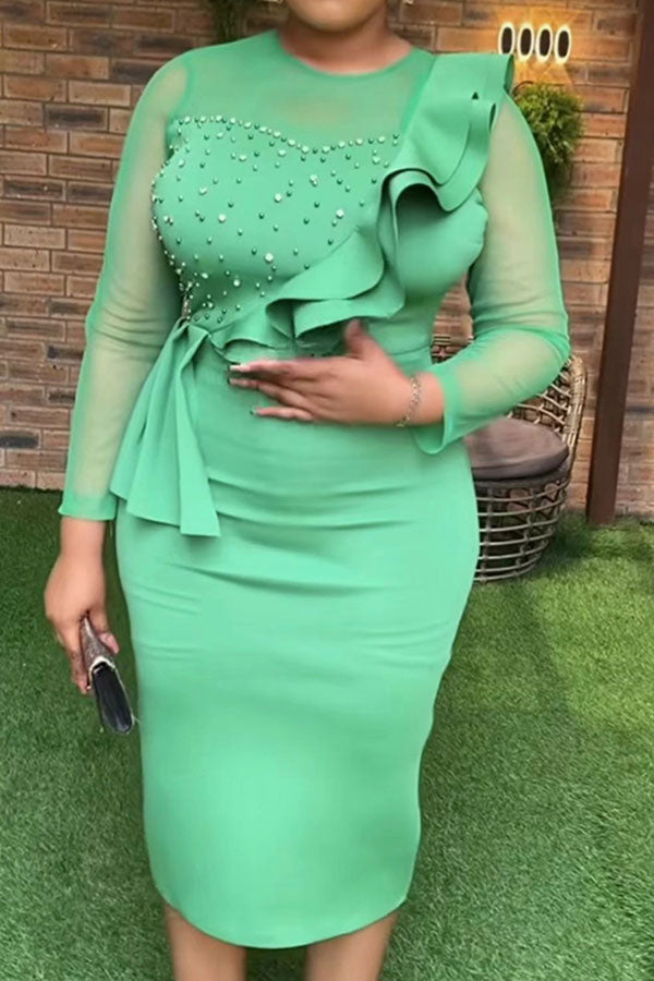 broderie midi dress with ruffle detail main image 1