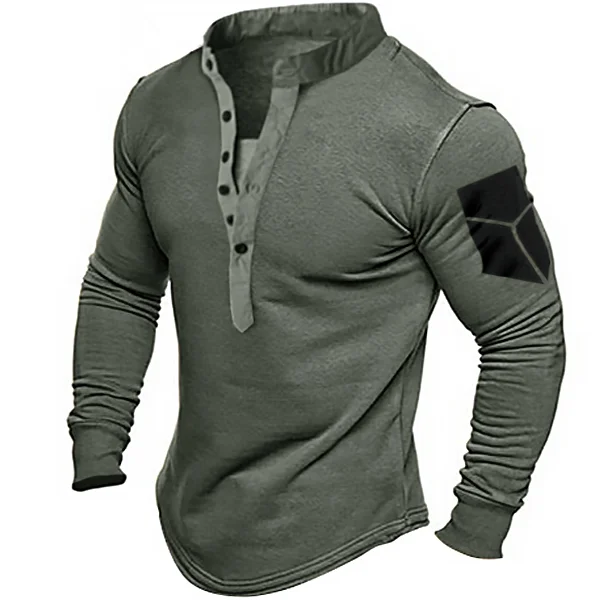 Men's Outdoor Comfortable Breathable Velcro Henley Collar Sweatshirt