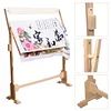 (US Local)Wooden Cross Stitch Frame Height Adjustable Embroidery Floor Stand Rack (L)