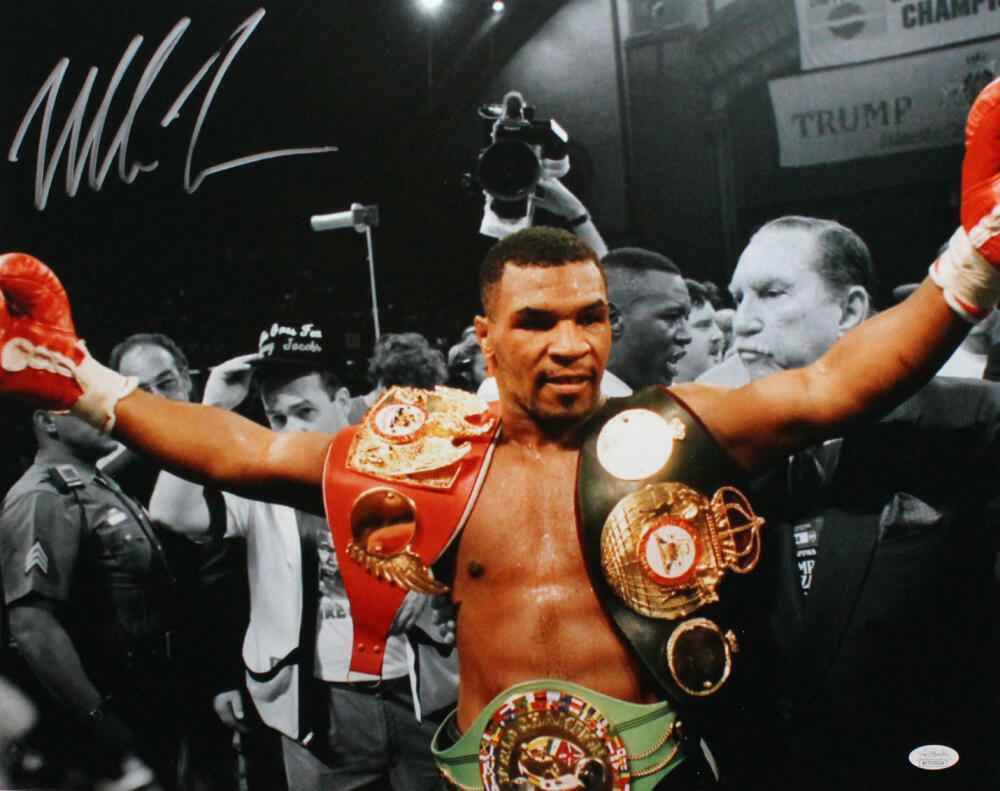 Mike Tyson Autographed 16x20 BW Spotlight Photo Poster painting- JSA W Auth *Silver