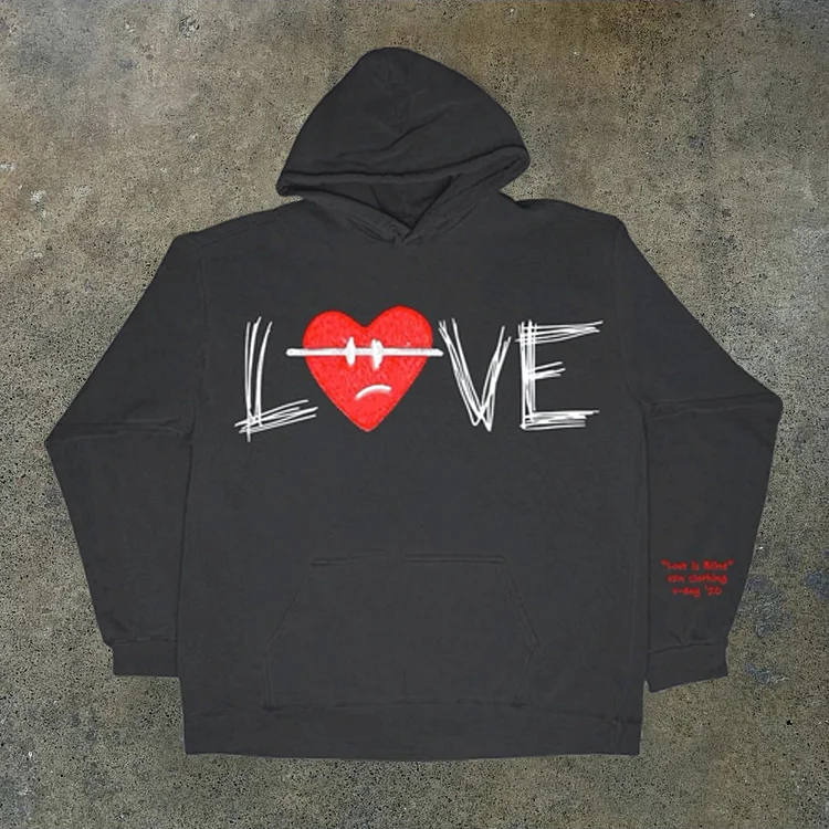 Love Me Before I'M Gone Print Loose Hoodie