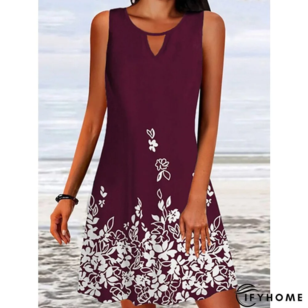 Women's Casual Dress Tank Dress Summer Dress Floral Print Crew Neck Mini Dress Active Basic Outdoor Daily Sleeveless Loose Fit Black White Wine Spring Summer S M L XL XXL | IFYHOME