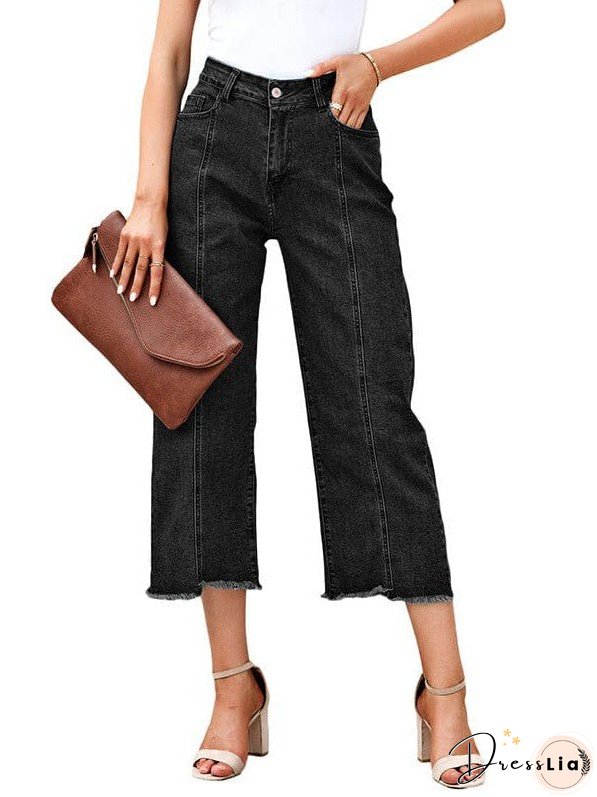 Statement Pants: Women's Stylish Wide-Leg Cropped Jeans